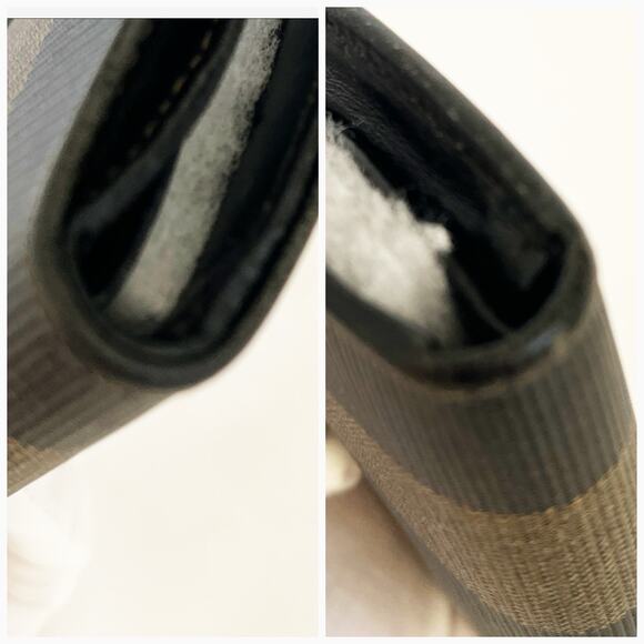 FENDI Penguin Strips Vintage Wallet Purse Canvas Leather Brown - Picture 8 of 13